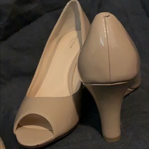Cole Haan patent leather wedge peep toes shoes